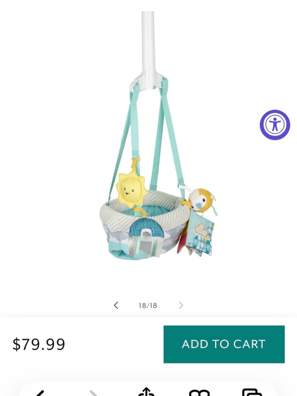 Evenflo Baby Doorway Jumper - Blue and Yellow